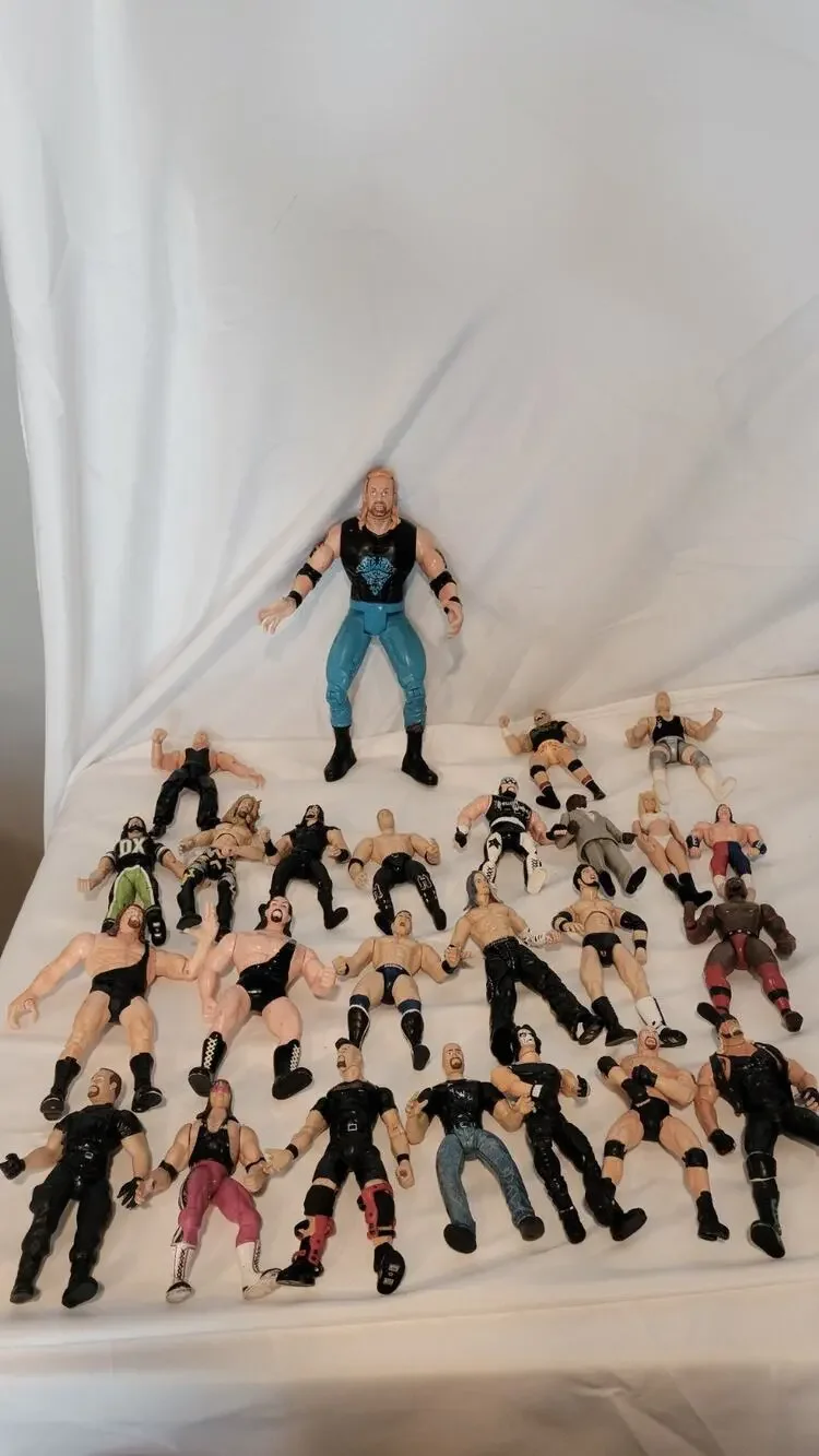Vintage WWF WWE WCW Wrestling Action Figure Lot 25 Jakks DDP Sting Austin Hogan